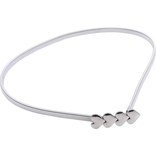 Women Fashion Design Solid Belts For Dress Female Luxury Belts Chain Stretch Elastic Belt Ladies Gold Silver Love Pattern Belt