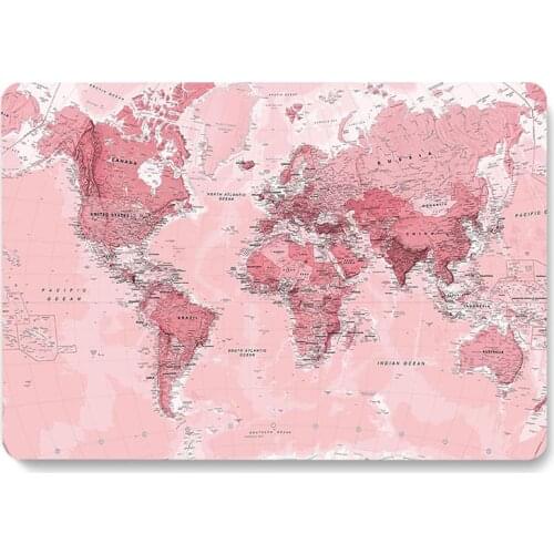 Pink World Map Pattern Laptop Case For MacBook Retina Air 11.6 12 13.3 New Pro 15.4 16 inch Cover shell