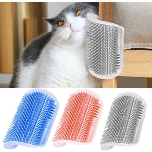Cat Self Groomer Brush Corner Comb with Catnip Combed to Corner for Cats Grooming Glove Hair Removal Shedding Trimming Massage
