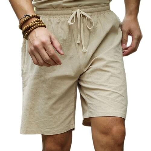 COLDKER Males Linen Shorts Summer Elastic Waist Casual Flax Bermuda Man Beach Linen Beach Short Street Wear