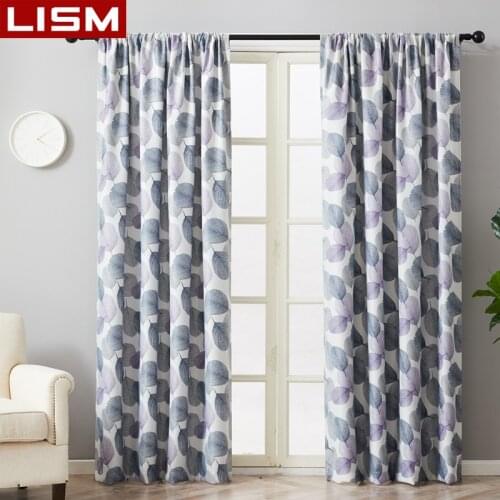 LISM Blackout Curtains Leaves Printed Living Room Darkening Window Treatment Bedroom Multi Color Curtain Panel Kitchen Drapes