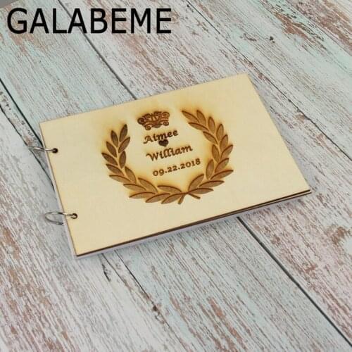 Galabeme Custom name & date Wedding guest book Rustic wedding guest book alternative Monogram guestbooks Custom names guest book