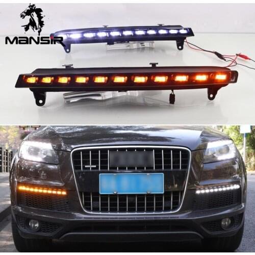 LED Daytime Running Lights Fog lights Car DRL For Audi Q7 2010 2011 - 2015 Auto Dynamic Sequential turn signal Drl for cars dho