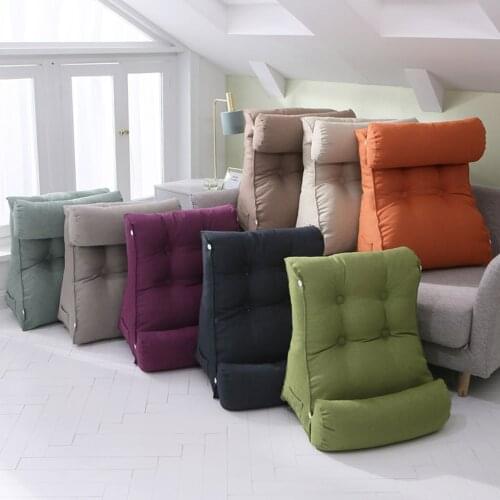 1PCS Bed Couch Chair Triangular Backrest Pillow Wedge Back Waist Support Cushions Cotton Linen Bedside Lounger TV Reading Pillow