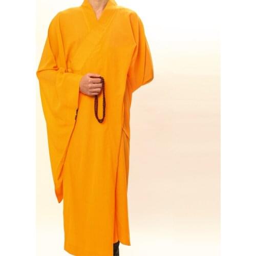 UNISEX yellow buddhist monks robegown shaolin abbot martial arts haiqing nun clothing lay meditation uniforms yellow