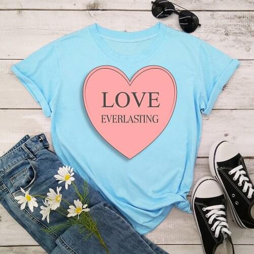 Love Tshirt Women Summer Print Lady Casual T-Shirt Tops Streetwear Short Sleeve O-Neck Tees Tshirt TX10017