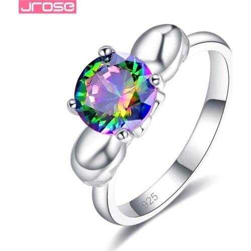 Jrose Round Cut Cubic Zircon 925 Rings For Women Size 6 7 8 9 Wedding Band Jewelry Engagement Rings For Women