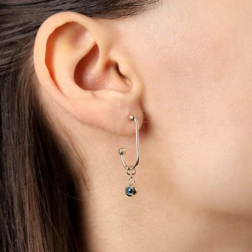 Eye Pendulum Gold Earrings 14 Carat Dorika Custom Design Handy Custom Craftsmanship Gift Gold Earring On Special Occasions