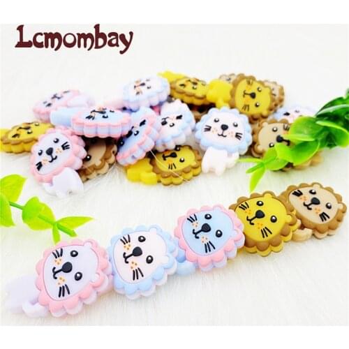 10/pcs Silicone Teether Bpa Free Silicone Mini Lion Beads Food Grade Baby Teething For DIY Pacifier Pendant Rodents Beads