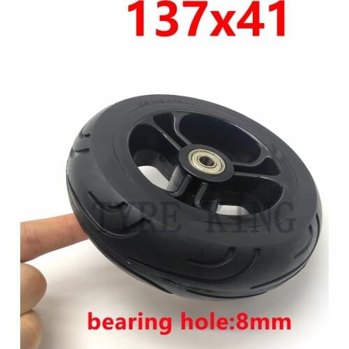 137x41 Solid wheel Tyre with Plastic Hub for 5 Inch Soldi Wheel Trolley Scooter Electric Scooter, Baby Carriage Tyre Parts