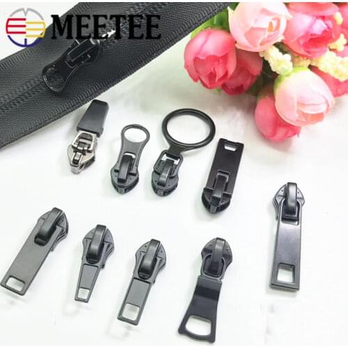 20pcs Meetee 5# Zipper Sliders for Nylon Reverse Waterproof Invisible Zip Head DIY Clothing Luggage Lock Puller Sewing Accessory
