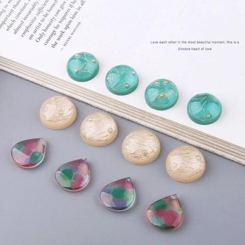 2020 Spring style 40pcs/lot geometry rounds/Water drop shape resin flatback beads diy jewelry earring/garment accessory