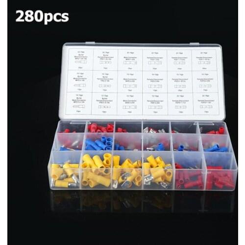 280pcs/box Wire Terminal Assortment Pre-insulated Terminals 18 Popular Sizes