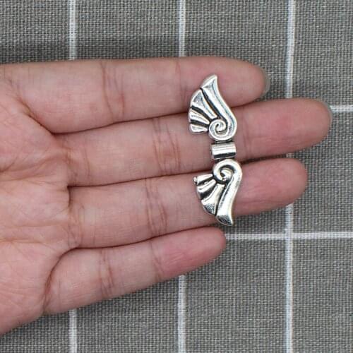 4pcs 14*43mm Angel Wings Beads for Jewelry Making DIY Metal Wings Beads Trendy Vintage Crimp & End Beads Finding X1834
