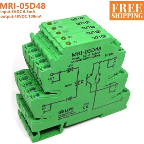 5PCS MRI-05D48 Input 5V DC Photoelectrical Coupling relay Module PLC Solid state relay DIN Rail Relay 3.3V 12V 24V