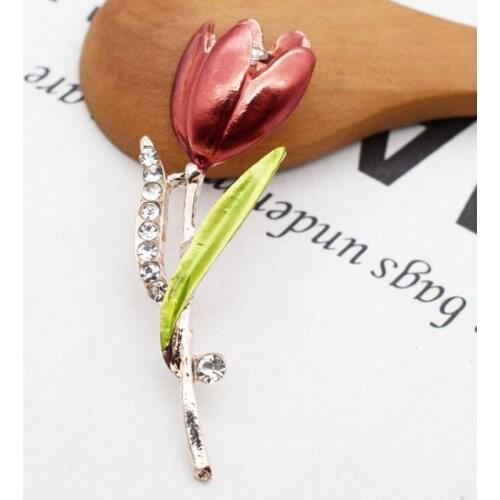 50pcs Tulip Flower Crystle Rhinestone Alloy Jewelry Applique strass Flatback Brooch Wedding Hairstyle Hairpin Hair Clip Decor
