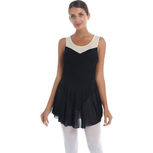 Rhythmic Gymnastics Ballet Leotard DressesAdult Dance Costume Ballerina Stage Performance Mesh Patchwork Figure Skating Dress