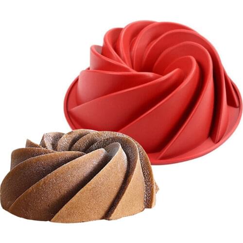 Large Spiral Shape Food Grade Silicone Bundt Cake Mold Pan 3d Fluted Mould Form Bread Bakery Baking Tools Bakeware