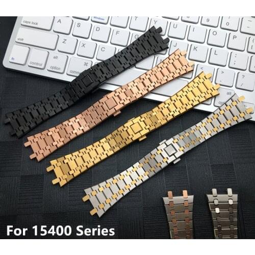 Watchband 21mm 26mm Silver Black Gold Stainless Steel Bracelet for Audemars Piguet Royal Oak Strap Watch Band for 15400 Series