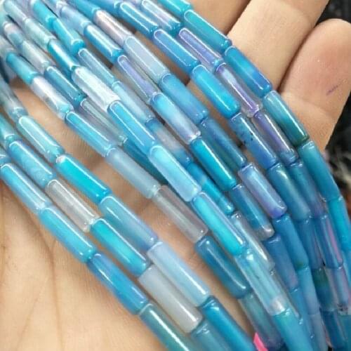 30PCS Nature Semi Precious Stone Tube Shape Loose Beads For Womens Bracelets Making Accessories 4X13MM Faster Shipping