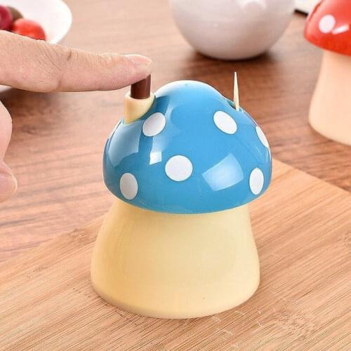 Mushroom Shape Automatic Toothpick Storage Box Toothpick Dispenser Desktop Decoration Storage Box