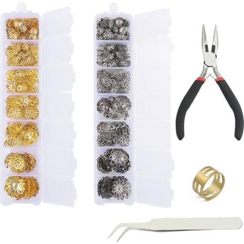 DIY Jewelry Findings Material Tool Kit Mixed Flower Beads Caps End Beads Cord Tassel Charms Caps For Jewelry Making DIY Earring