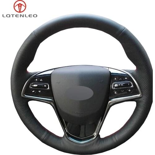 LQTENLEO Black Artificial Leather DIY Car Steering Wheel Cover For Cadillac ATS ATS-L 2013-2019 CTS 2014-2017 ELR 2014-2018