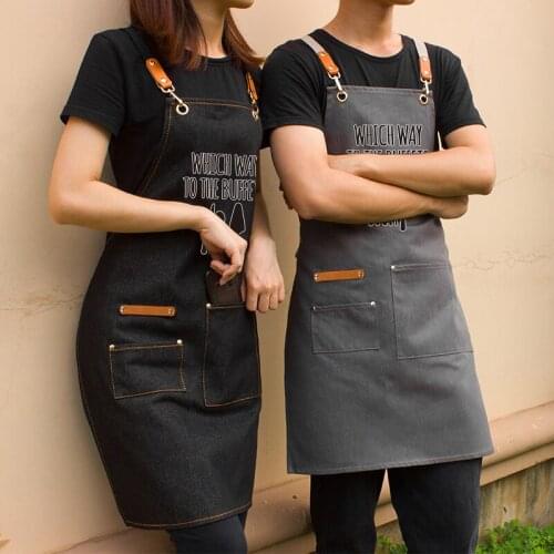 Fashion Apron Cowgirl Canvas Home Kitchen Cooking Work Clothes Summer Waist Bib Anti-pollution Anti-oil Apron Print Logo