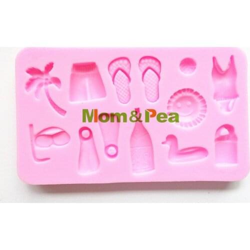 Mom&Pea 0178 Free Shipping Beach Shaped Silicone Mold Cake Decoration Fondant Cake 3D Mold Food Grade Silicone Mould