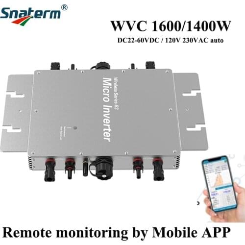 WVC 1600W 1400W MPPT Solar PV Grid Tie Smart Micro Inverter DC22V-60V to AC110V-230V 50HZ/60HZ Mobile APP for remote monitoring