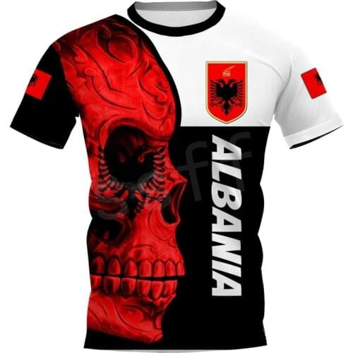 Tessffel Newest Country Flag Albania Symbol NewFashion Men/Women 3Dprint Summer Tees T-shirts Streewear Shirts Short Sleeve A3