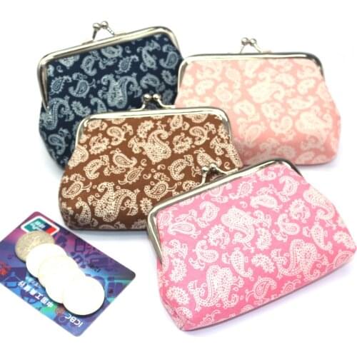 New Women Cotton Coin Purse Cashew Flower Hasp Pouch Wallet Female Key Card Holder Money Earphone Storage Bag Gift