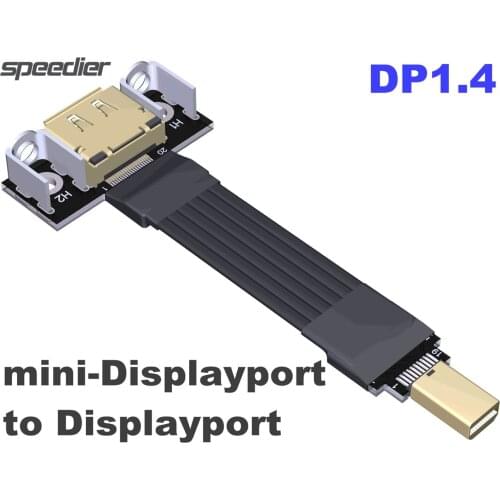 New DisplayPort Ribbon Extension Cable Male-Female DP1.4 To Mini DP Flat EMI Shielding FPV Adapter Cable 1.4 With Fixing Bracket