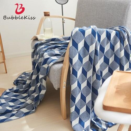 Bubble Kiss Blue Plaid Throw Blanket Wearable Blankets For Beds Blanket Home Sofa Decor Blanket Travel Portable Cover Blankets