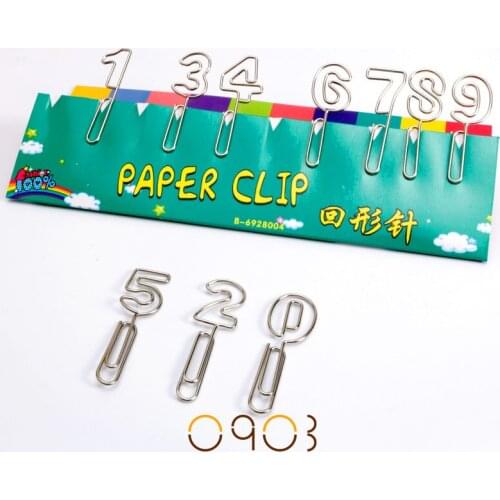 From 0 to 9 set clip metal paper clip korea stationery supplies metal numbers paper clips