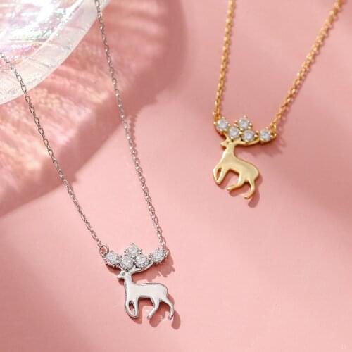 Elk Sika Deer Necklace 925 Sterling Silver Female Niche Design Sense Ins Women Jewelry Pendant