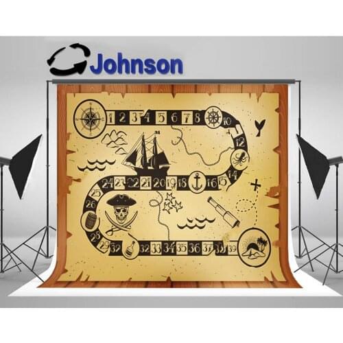 Pirate Map Ship Scene Old photo studio background High quality Computer print children kids photo backdrop