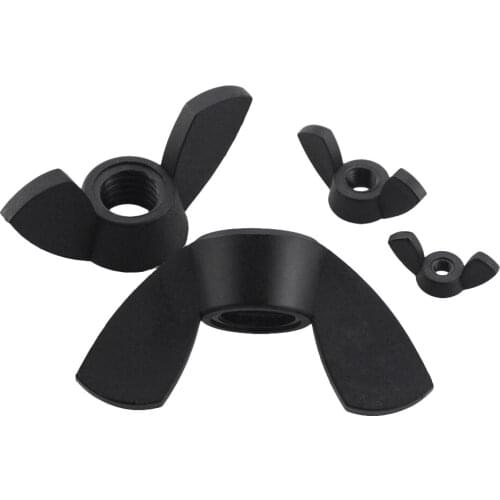 M3 M4 M5 M6 M8 M10 M12 Hand Tighten Black Nylon Nut Wingnut Butterfly Nut Ingot Plastic Wing Nuts