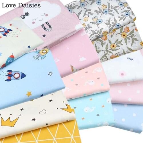 100% Cotton 60S Smooth Delicate Pastoral Small Flower Tree Dot Crown Fish Rocket Cloud Fabric for Kid Bedding Handwork Apparel