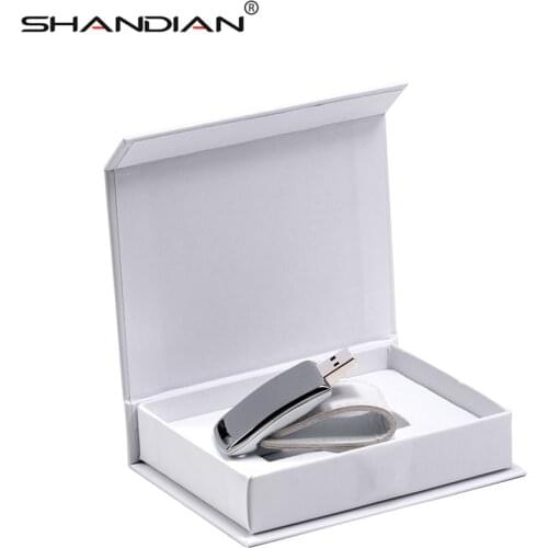 SHANDIAN Custom Logo For USB 2.0 Flash USB stick 64GB 32GB 4GB 8GB 16GB Pendrive Leather Usb+Gifts Box(Over 10pcs Free Logo