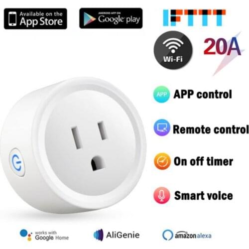 20A Mini US Wifi Smart Plug Power Protector 100-240V Voice Control Timer Wireless Bluetooth Smart Socket With Alexa Google Home
