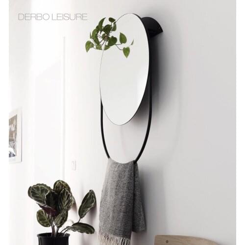 Modern Classic Fashion Design Popular Luxury Beautiful Design Loft Metal Decoration Home Wall Mounted hanger Round Mirror 1PC