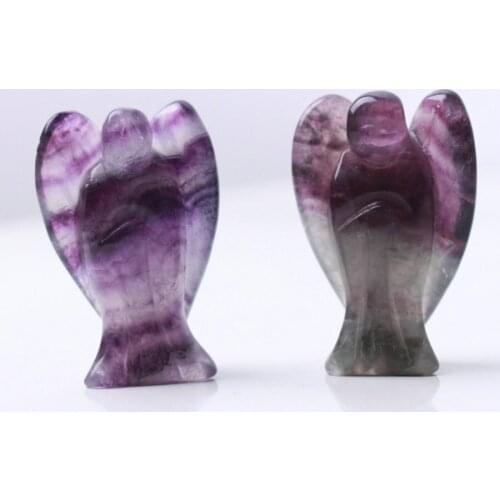 1.5 Inch Natural Fluorite Angel Statue Quartz Hand Carved Healing Specimen (1pc)
