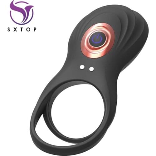 Vibrating Men Cock Ring Vibrate USB Charging Penis Ring Delay Premature Ejaculation Lock Fine Ring Sex Toys for Man