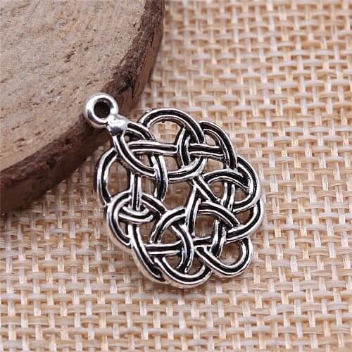 WYSIWYG 5pcs 17x24mm Antique Silver Color Chinese Knot Charms Pendant For Jewelry Making DIY Jewelry Findings