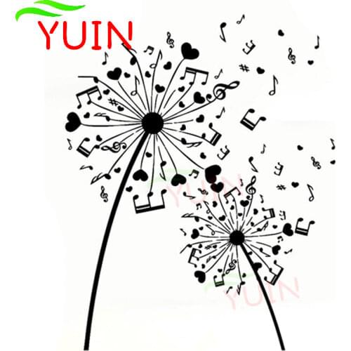 Funny Music Dandelion Silhouette Car Sticker Fashion Body Decoration PVC Waterproof Sunscreen Decal Black/white/red/laser/silver