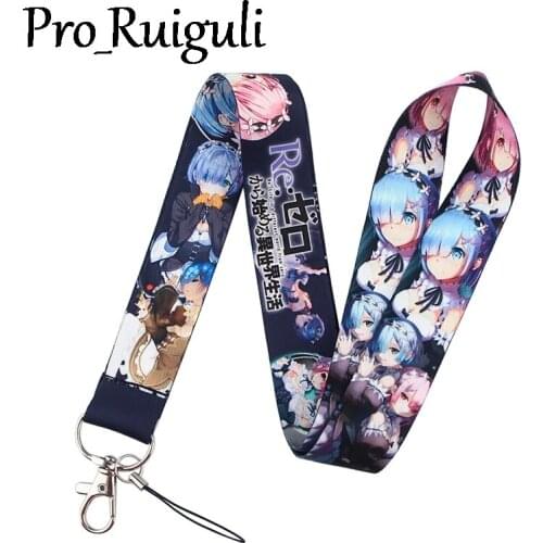 30pcs Life in a different world from zero Funny art Lanyard Neck Key Strap for Phone Keys ID Card Cartoon webbings ribbons