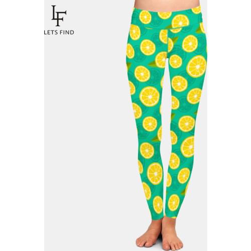 LETSFIND High Quality Women Leggings 3D Fruits Print Lemon High Waist Elastic Pants Fashion Plus Size Women Fitness Leggings