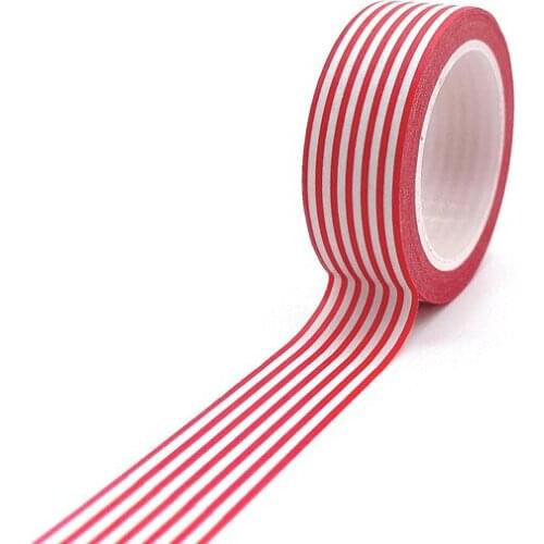 10pcs/lot 15MM*10M White Stripes Red Washi Tape Japanese Paper DIY Planner Masking Tape Decorative Stationery