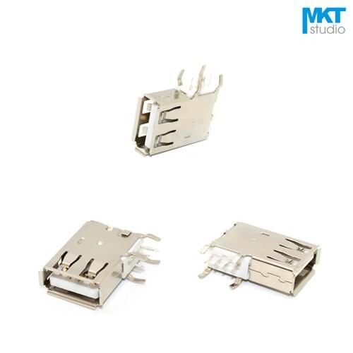 100Pcs Pins-in-Side Pins-in-Side A Type Right Angle Female USB PCB Connector Socket Jack